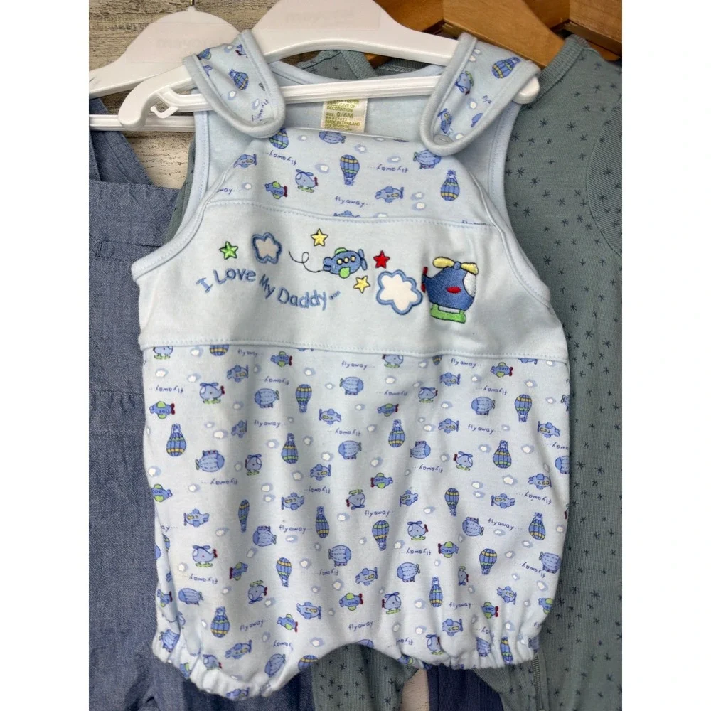 Cloud Island Baby Gap Boys 0/3m - 6/12m Blue Gray Sleeper Overall Romper Bundle